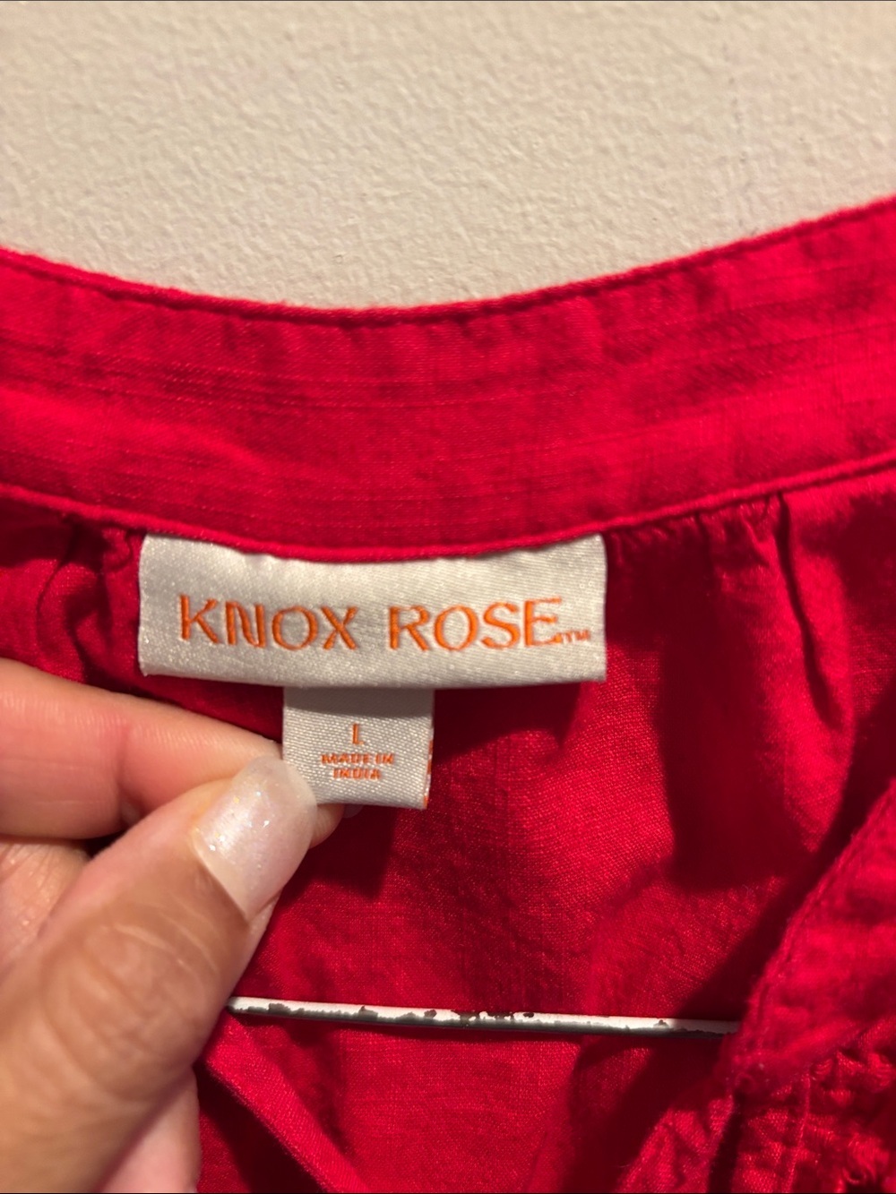 Knox Rose Bright Red Embroidered Tie-Front Blouse - Picture 2 of 6